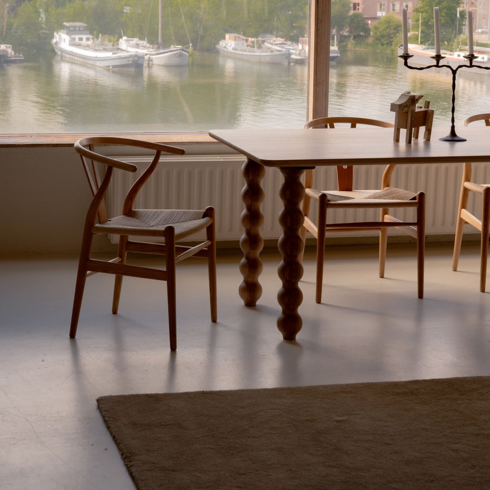 Flat Oval Smoked Oak Stained Dining Table