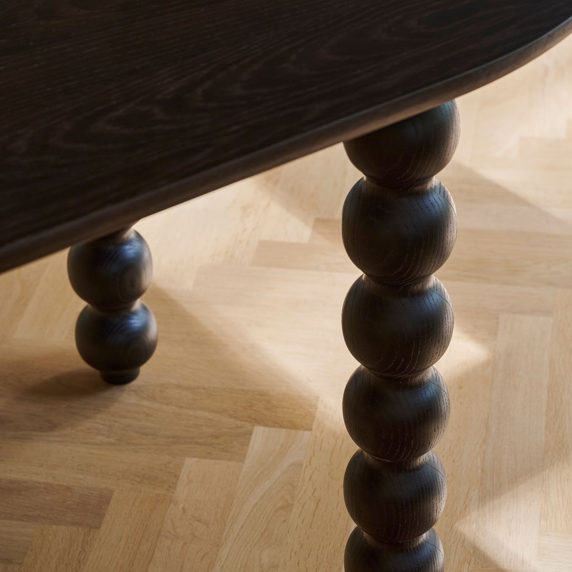 Flat Oval Smoked Oak Stained Dining Table