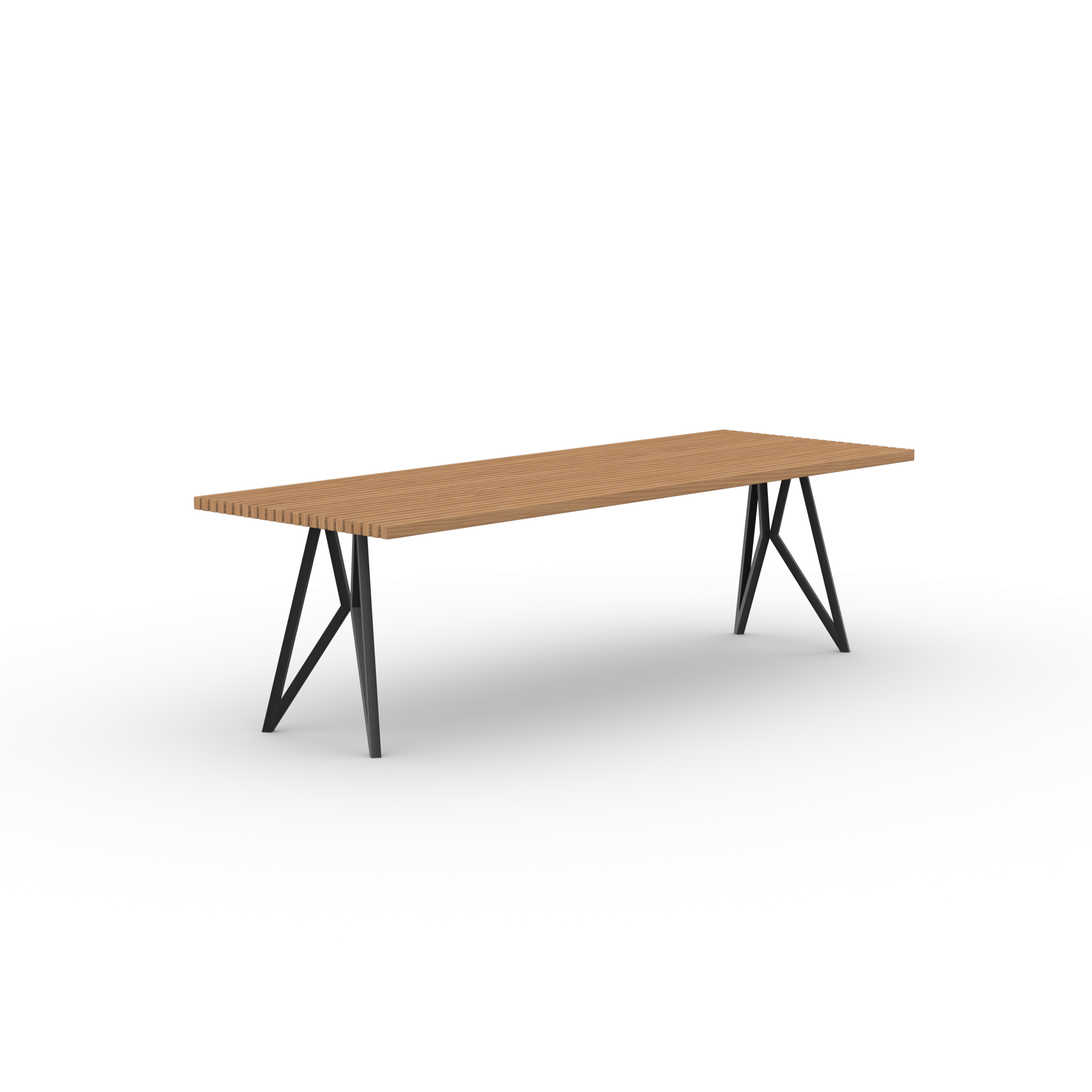 Rectangular Outdoor Design dining table | Butterfly Outdoor Table Steel black powdercoating | Iroko | Studio HENK | 